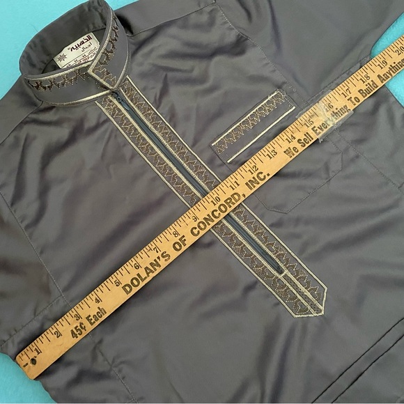 GOLDEN MOUNTAINS throbe full length gray gold embroidery zip mockneck NEW size M - Picture 10 of 14